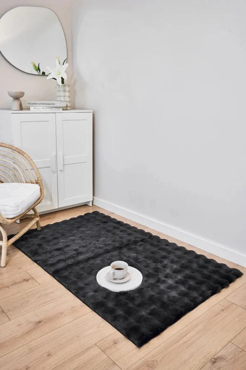 Cloud Serisi Makinede Yıkanabilir Yüksek Kalite Antrasit Peluş Halı NX-108