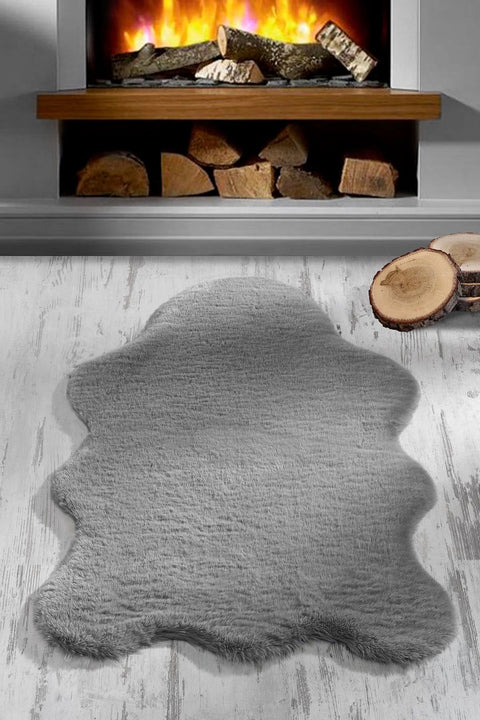 Cloud Serisi Makinede Yıkanabilir Yüksek Kalite Gri Peluş Halı NX-105