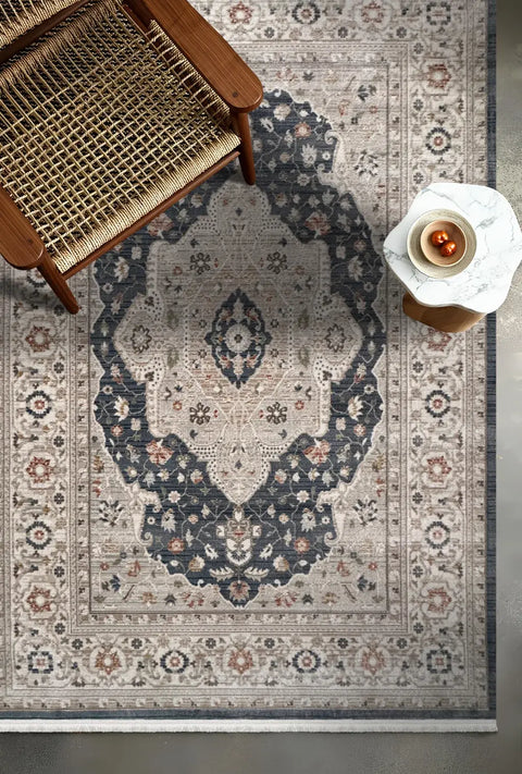 Luna Serisi Mavi Vintage Makine Dokuma Halısı EH-4013