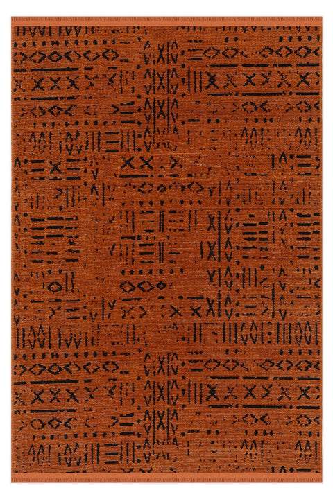Mercan Serisi Kiremit Renk Makinede Yıkanabilir Kilim GH-8430
