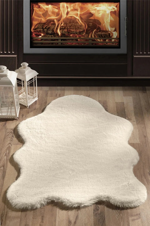 Cloud Serisi Makinede Yıkanabilir Yüksek Kalite Krem Peluş Halı NX-106