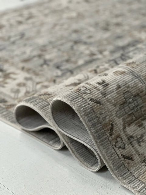 Luna Serisi Bej/Gri Vintage Makine Dokuma Halısı EH-4015