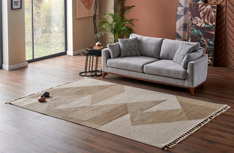 Nordic Serisi Bej Renk Kolay Temizlenebilir Modern Halı TH-86