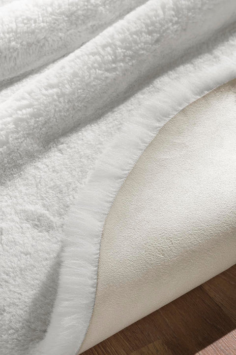 Cloud Serisi Makinede Yıkanabilir Yüksek Kalite Beyaz Peluş Halı NX-107