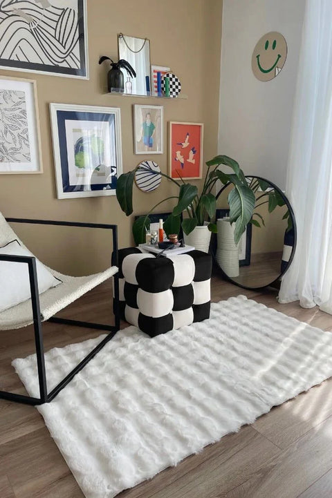 Cloud Serisi Makinede Yıkanabilir Yüksek Kalite Beyaz Peluş Halı NX-113