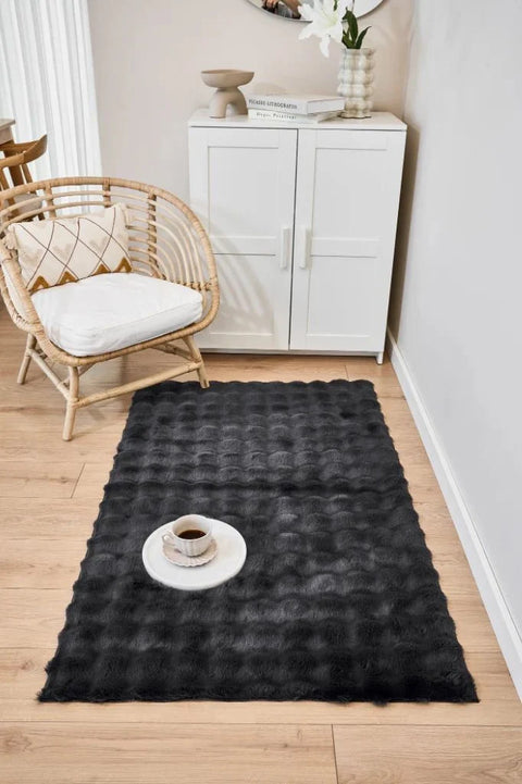 Cloud Serisi Makinede Yıkanabilir Yüksek Kalite Antrasit Peluş Halı NX-108