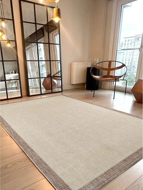 Alfa Serisi Makinede Yıkanabilir Bej/Vizon Sisal Halı NX-45