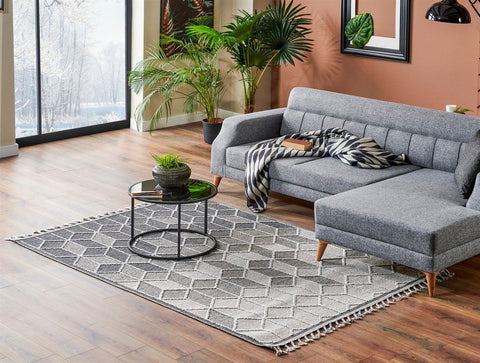 Nordic Serisi Gri Renk Kolay Temizlenebilir Modern Halı TH-83