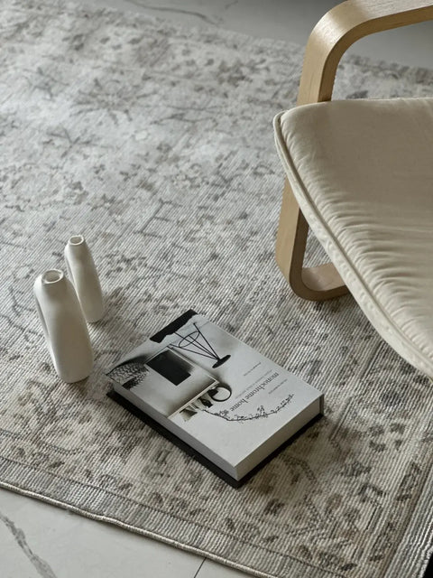 Luna Serisi Bej/Gri Vintage Makine Dokuma Halısı EH-4015