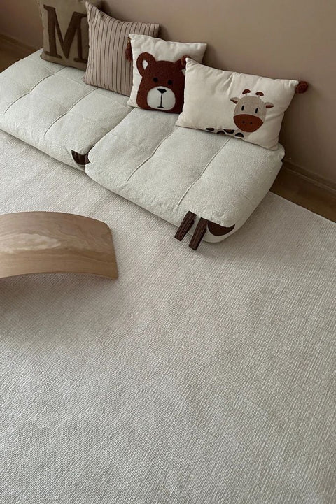 Norge Serisi Yumuşak Dokulu Krem Renk Yeni Nesil Halı AP-2411