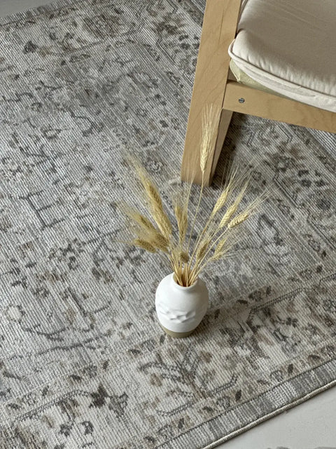 Luna Serisi Bej/Gri Vintage Makine Dokuma Halısı EH-4015