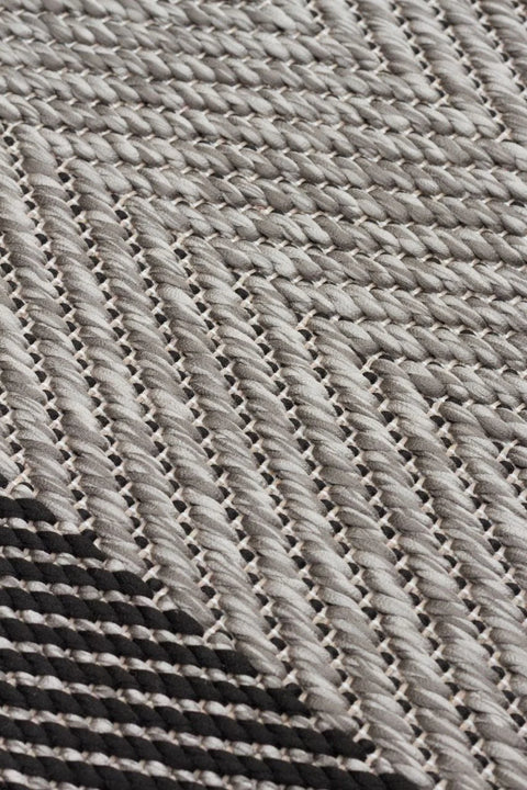 Alfa Serisi Makinede Yıkanabilir Gri/Siyah Sisal Halı NX-16