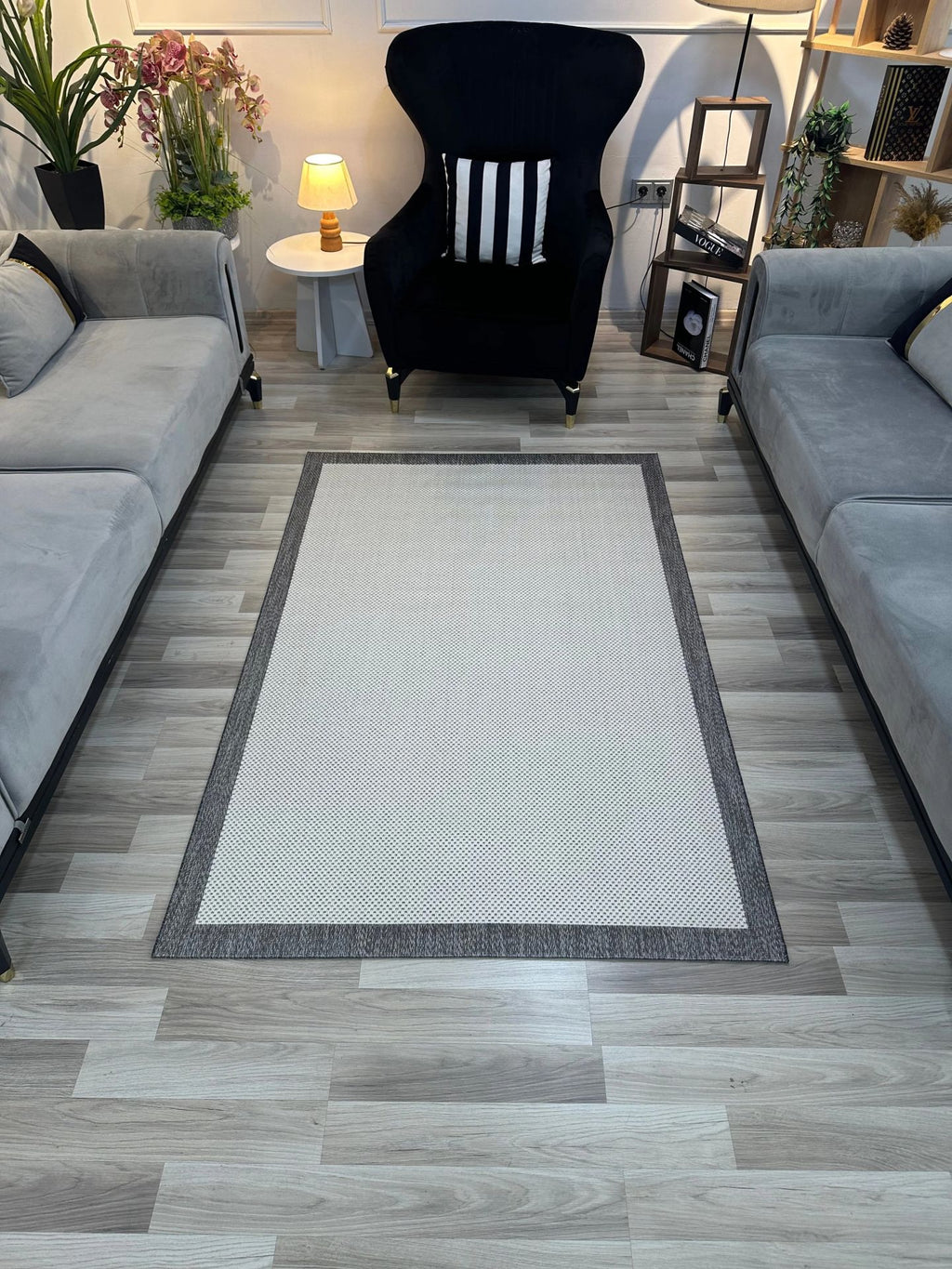 Alfa Serisi Makinede Yıkanabilir Beyaz/Gri Sisal Halı NX-10