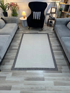 Alfa Serisi Makinede Yıkanabilir Beyaz/Gri Sisal Halı NX-10