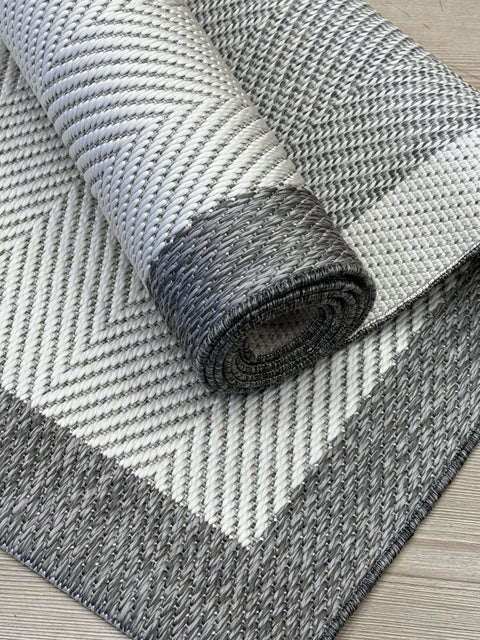 Alfa Serisi Makinede Yıkanabilir Beyaz/Gri Sisal Halı NX-11