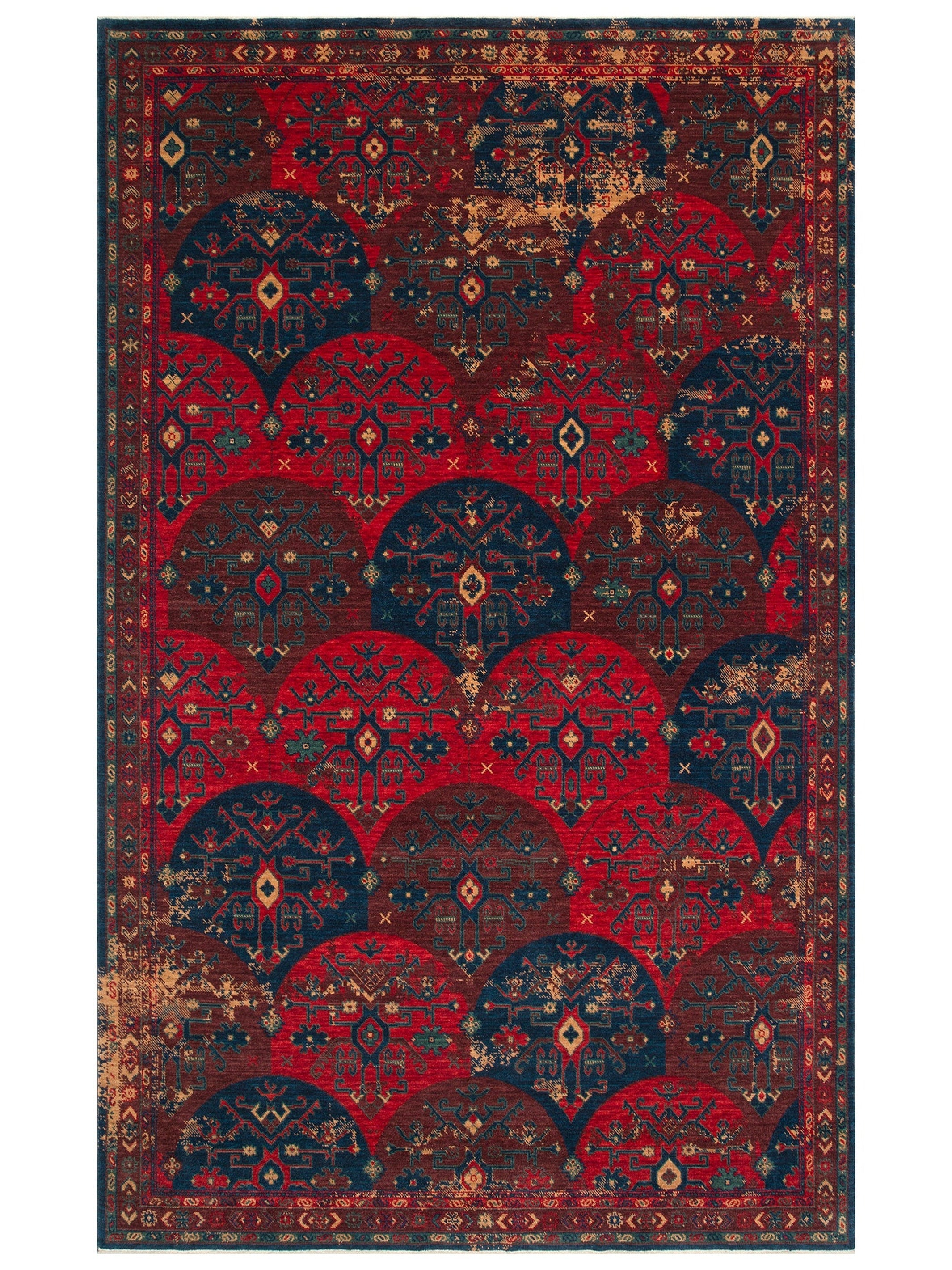 Göbeklitepe Serisi Anadolu Motiflerine Sahip %100 Yeni Zelanda Yünü ile Üretilen El Emeği Kara Tezgah Halı 02REDM