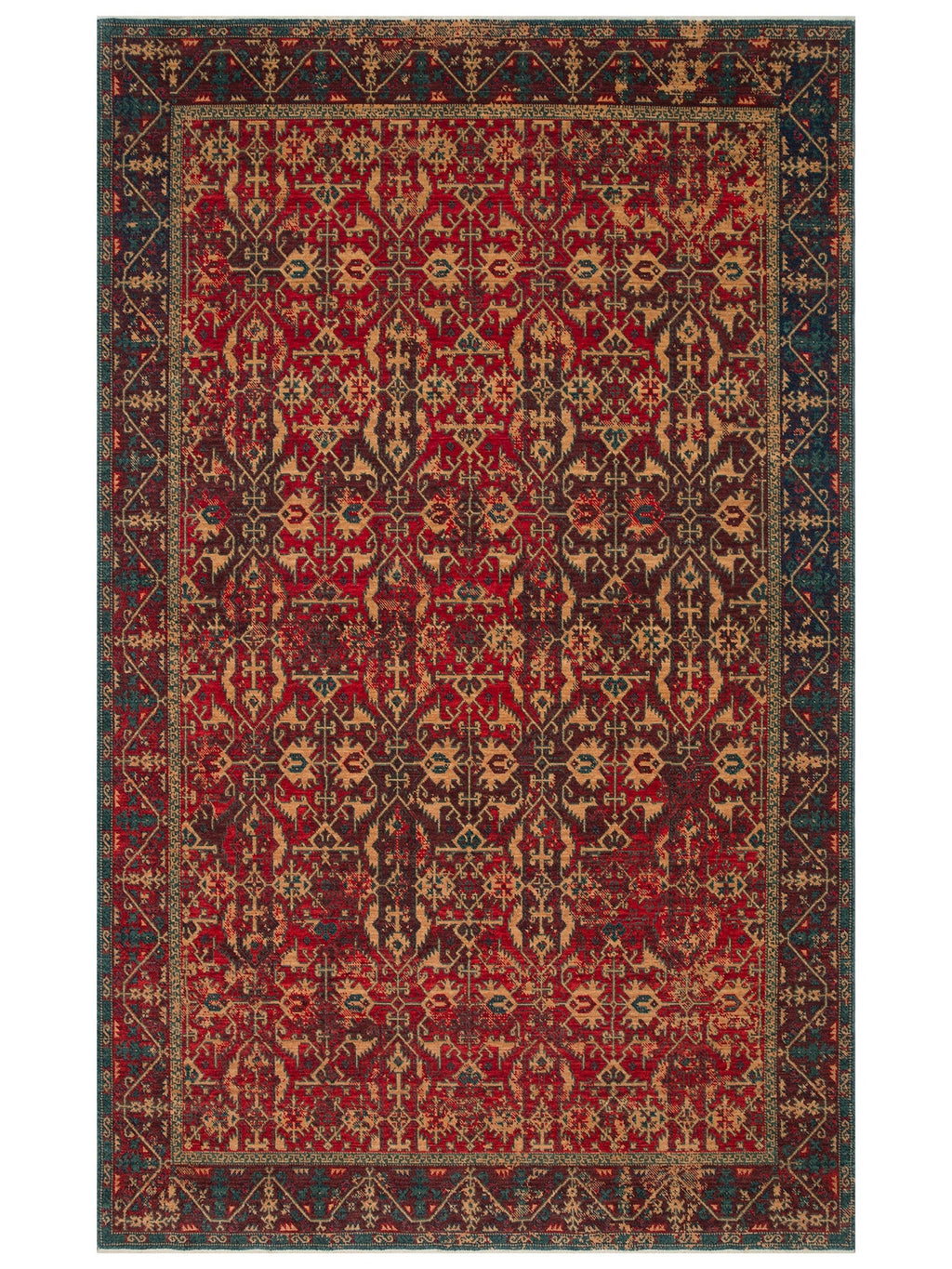 Göbeklitepe Serisi Anadolu Motiflerine Sahip %100 Yeni Zelanda Yünü ile Üretilen El Emeği Kara Tezgah Halı 09REDV