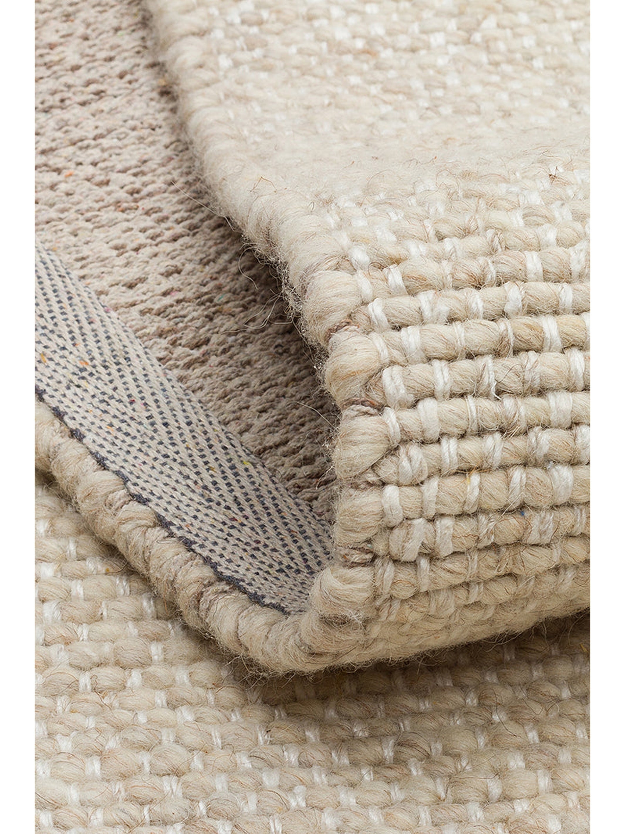 Puralana Serisi %100 Naturel Yün ve Pamuk El Dokuma İskandinav Salon Oturma Odası Yatak Odası Halı BEG